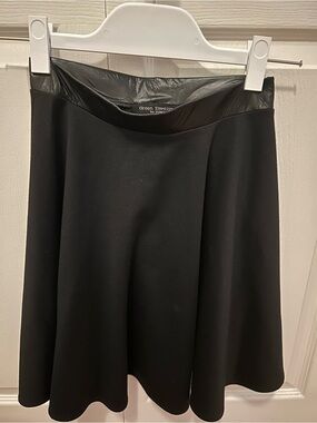 Green Envelope Black Circle Skirt with Faux Leather Waistband
